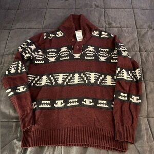 American Eagle Outfitters Men's Burgundy Patterned Turtleneck Sweater NWT
